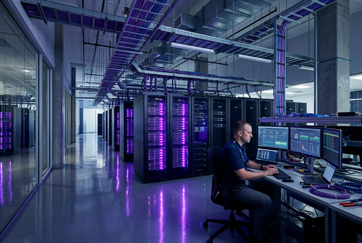 TechUnited Integration Center with server racks and testing benches