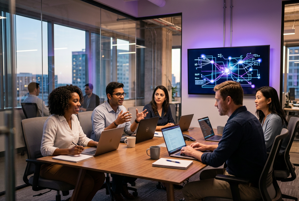 TechUnited team collaborating in a modern office